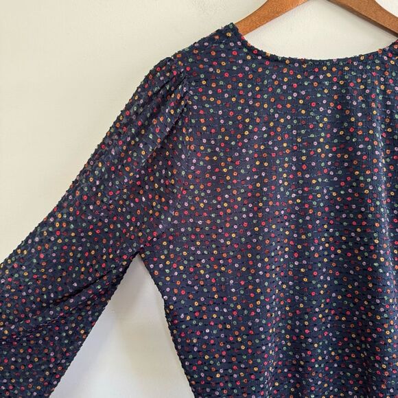 Women's Navy Polka Dot Blouse - Picture 14 of 14